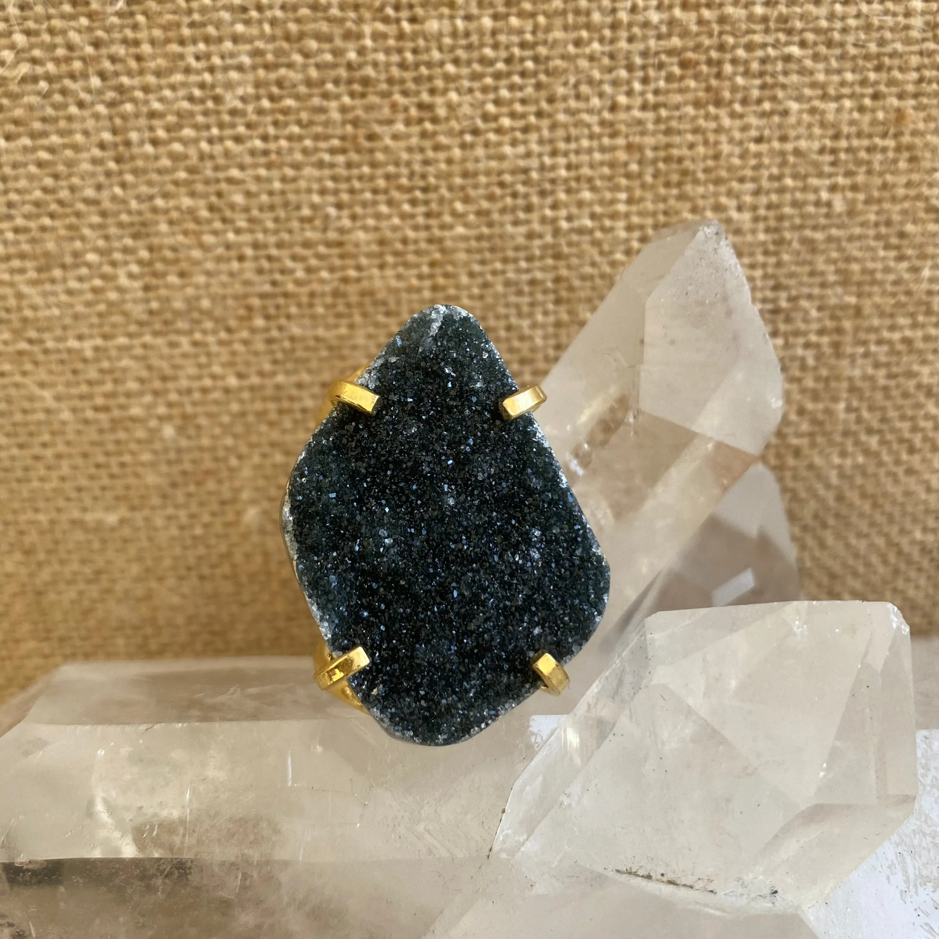 Freeform Agate Druzy Ring #56