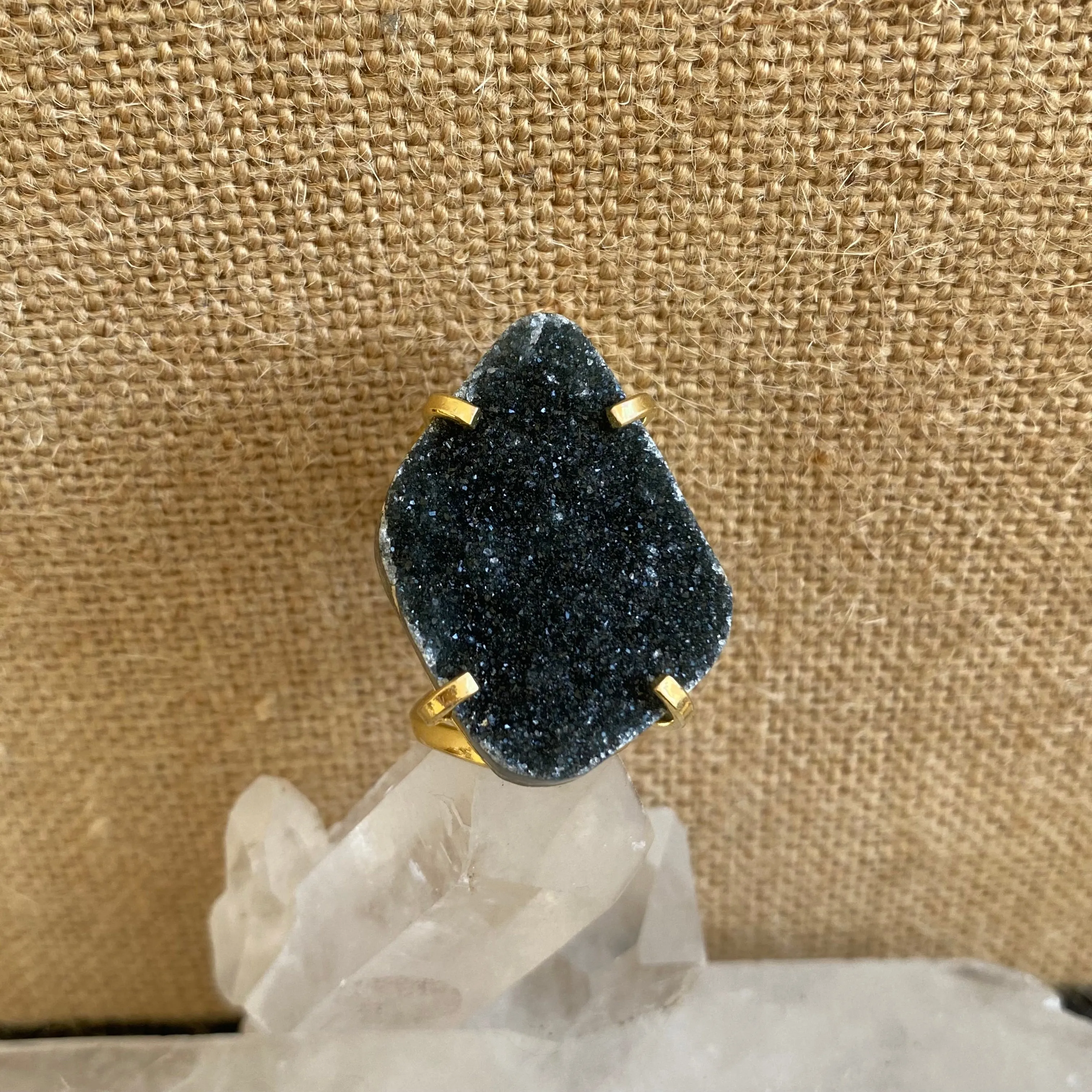 Freeform Agate Druzy Ring #56