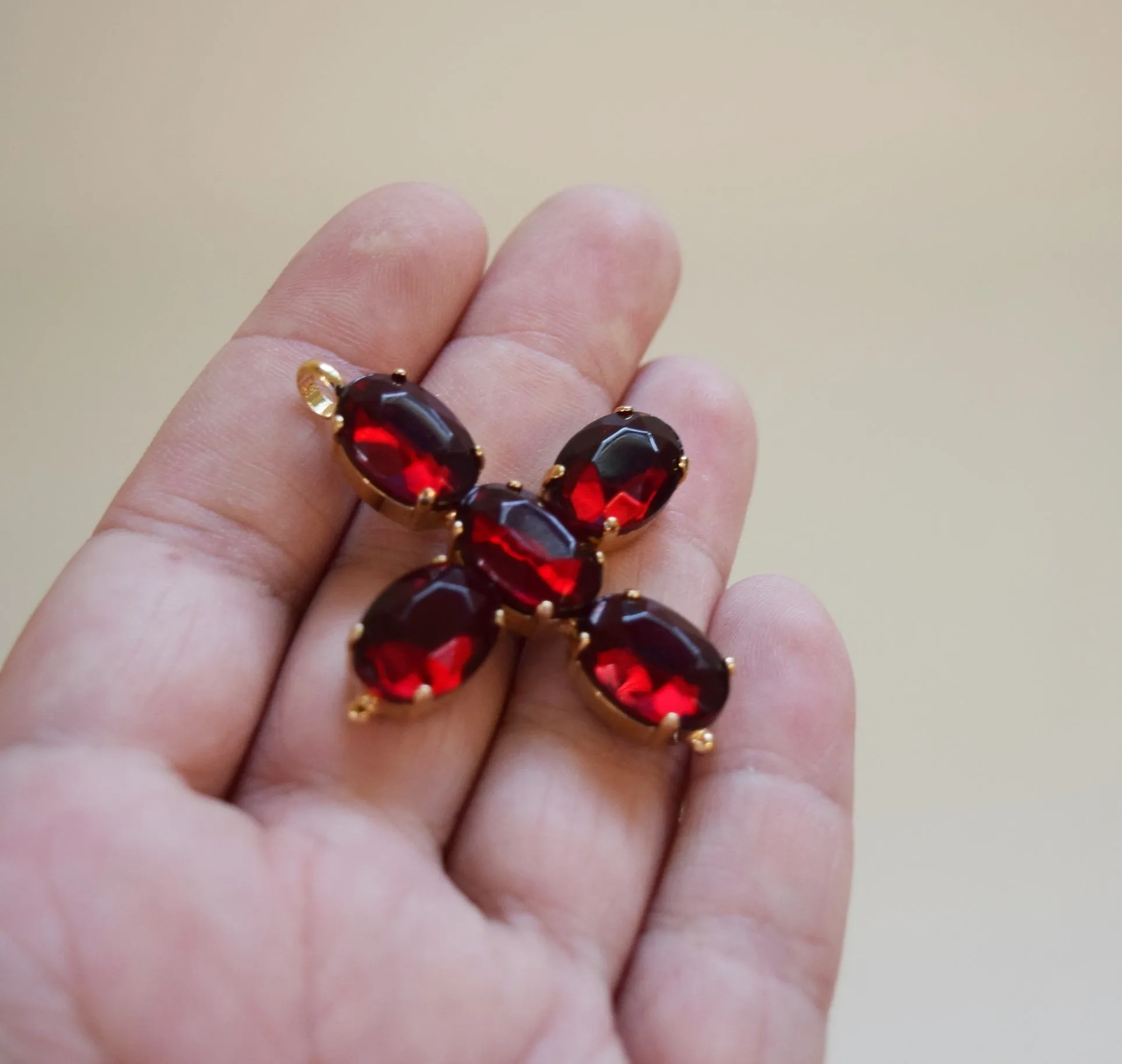 Garnet Crystal Large Cross Pendant