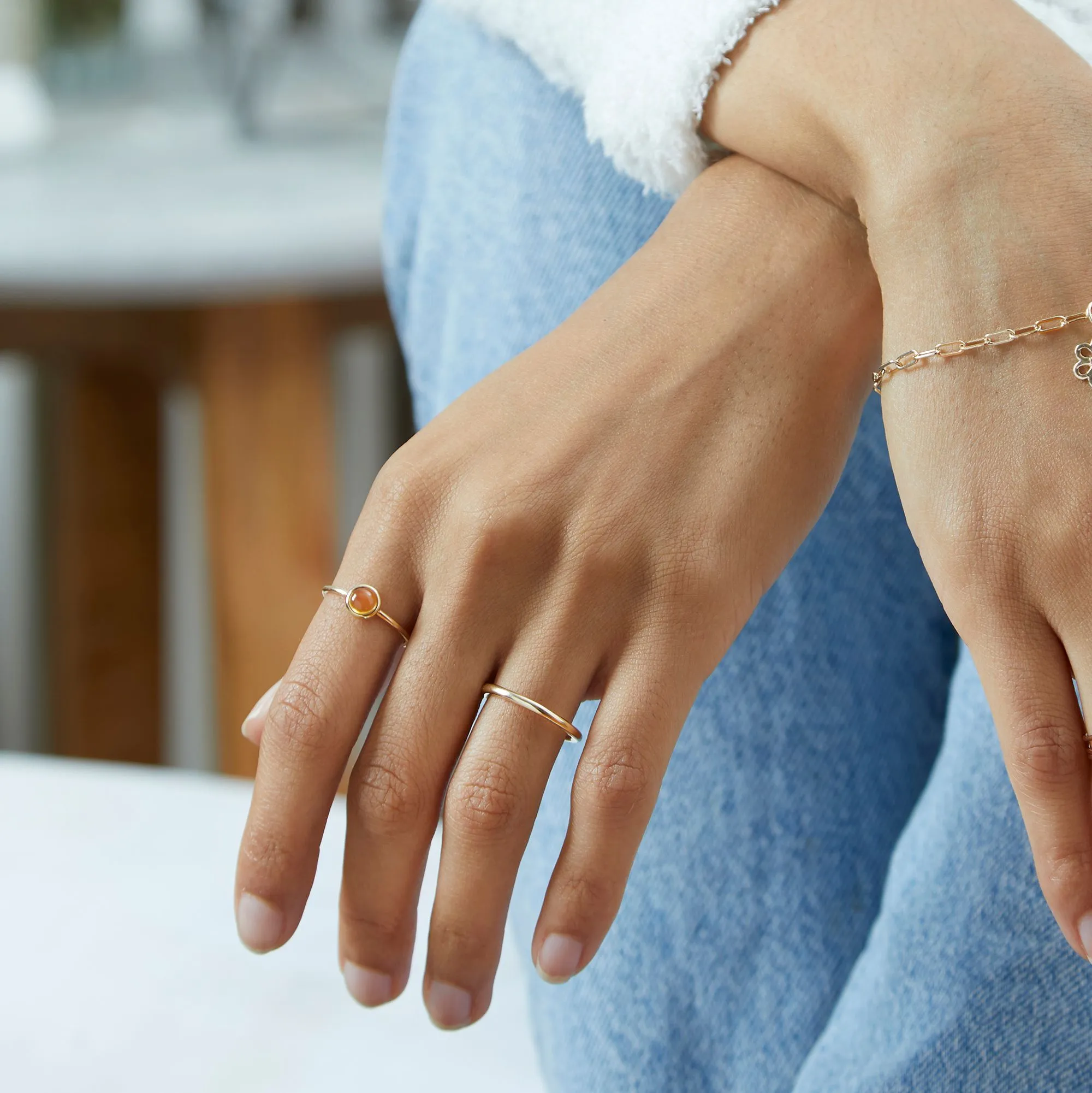 Gemstone Stacking Ring With Citrine