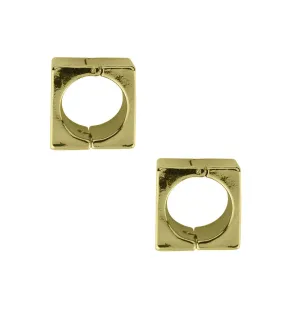 Gold PVD Cube Stainless Steel Hinged Ear Weights