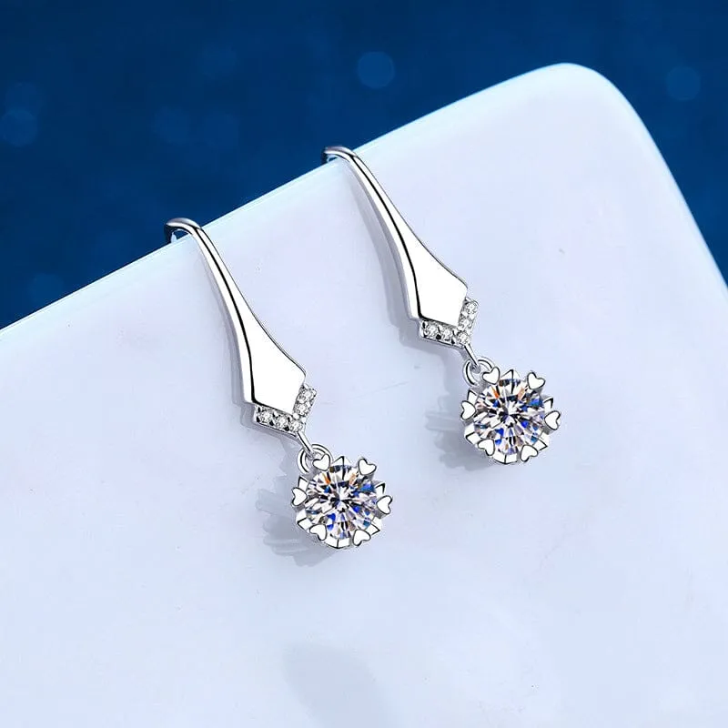 Gorgeous Unique Diamond Drop Earrings - 925 Sterling Silver