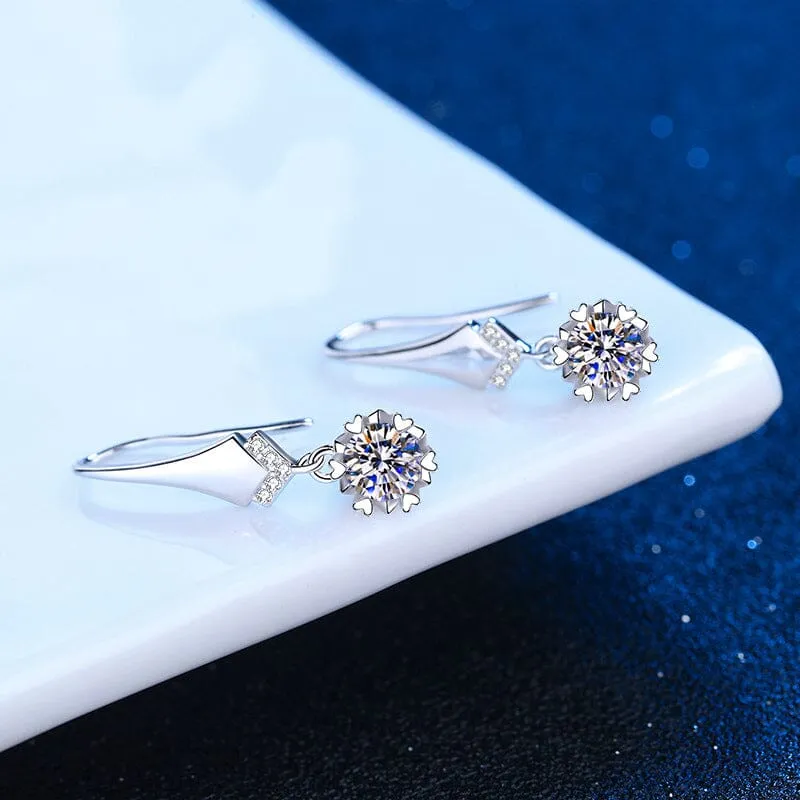 Gorgeous Unique Diamond Drop Earrings - 925 Sterling Silver