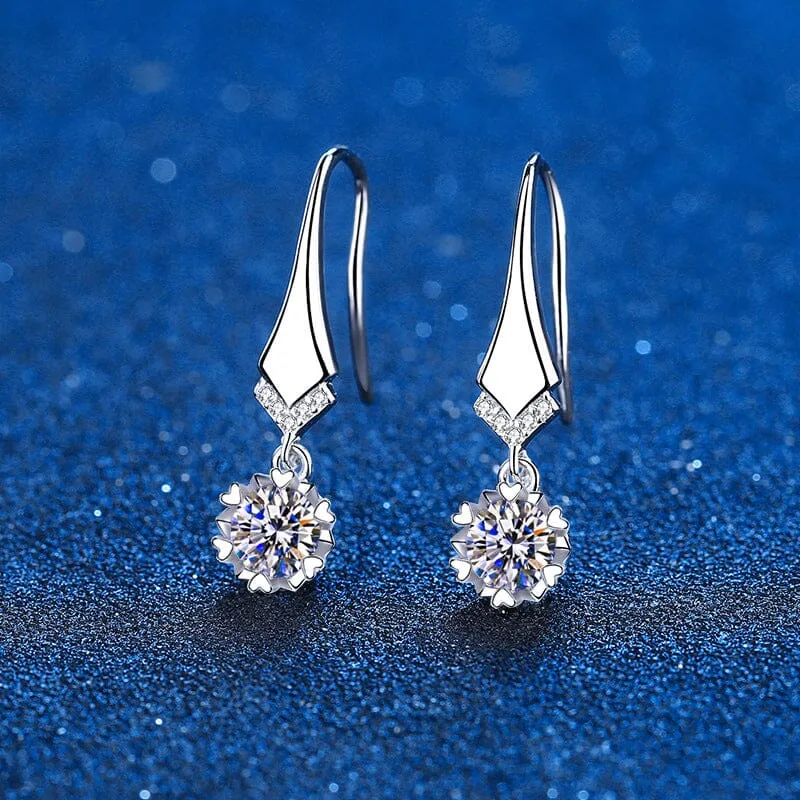 Gorgeous Unique Diamond Drop Earrings - 925 Sterling Silver