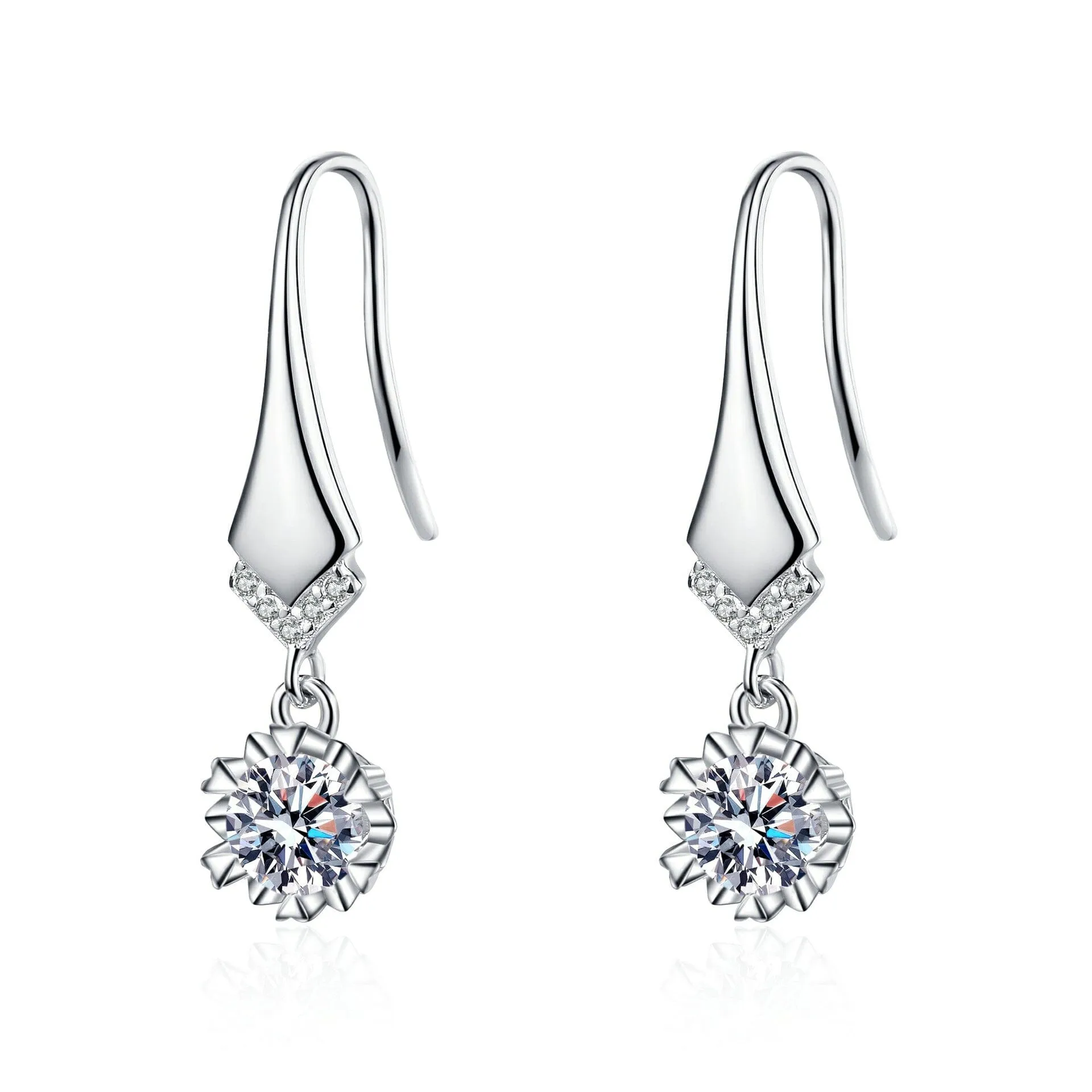 Gorgeous Unique Diamond Drop Earrings - 925 Sterling Silver