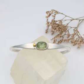 Green Kyanite Silver Cuff Bracelet