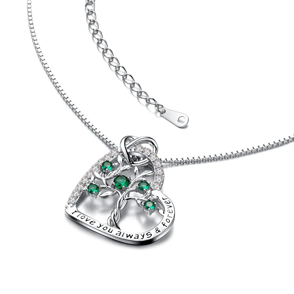 Heart of Life Family Tree Pendant with Emeralds