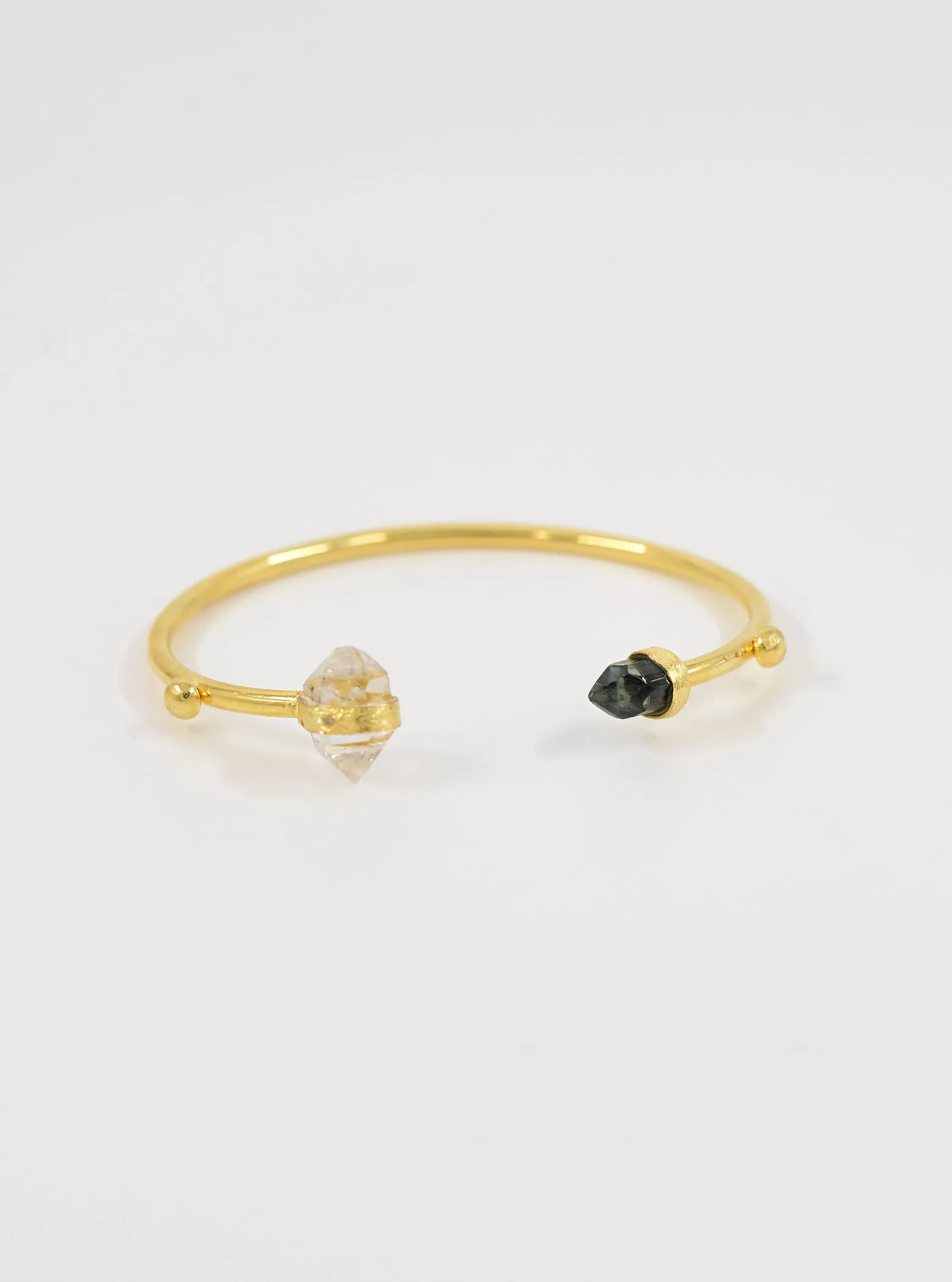 Herkimer Quartz  with Tourmaline and Diamond Bangle