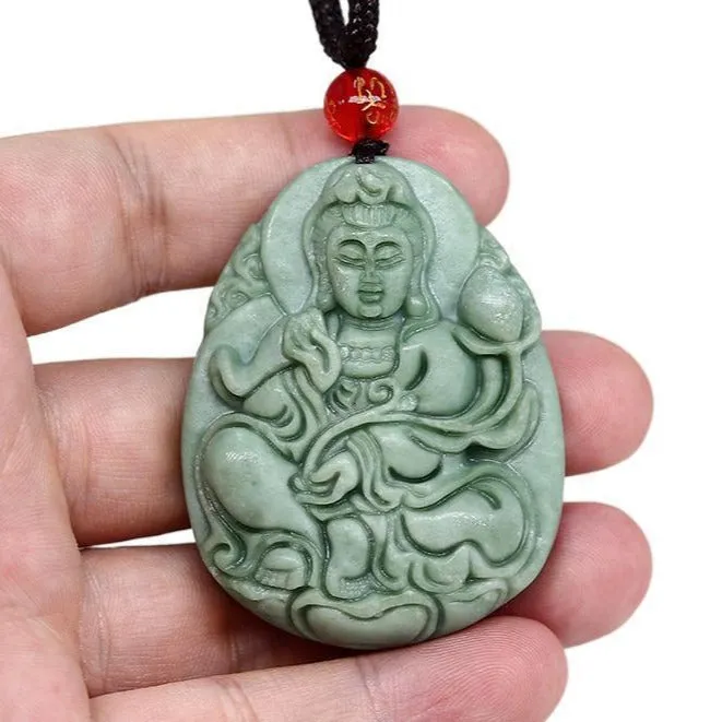 Jade Kwan Yin Pendant Necklace #120-1230