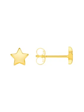 Kid Gold Star Stud Earrings 14K