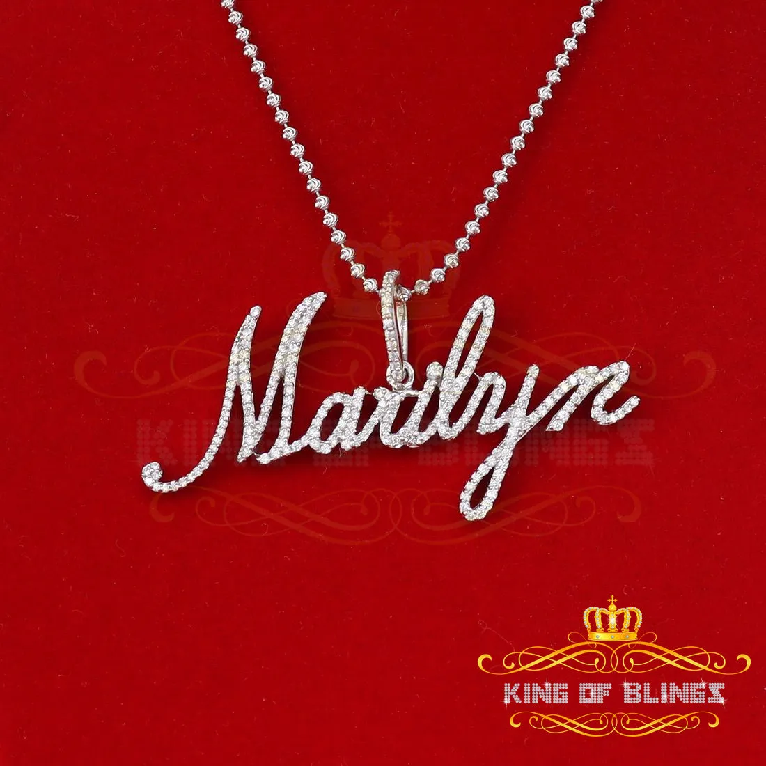 King Of Bling's White Sterling Silver Pendant with MARILYN Necklace Shape with Cubic Zirconia