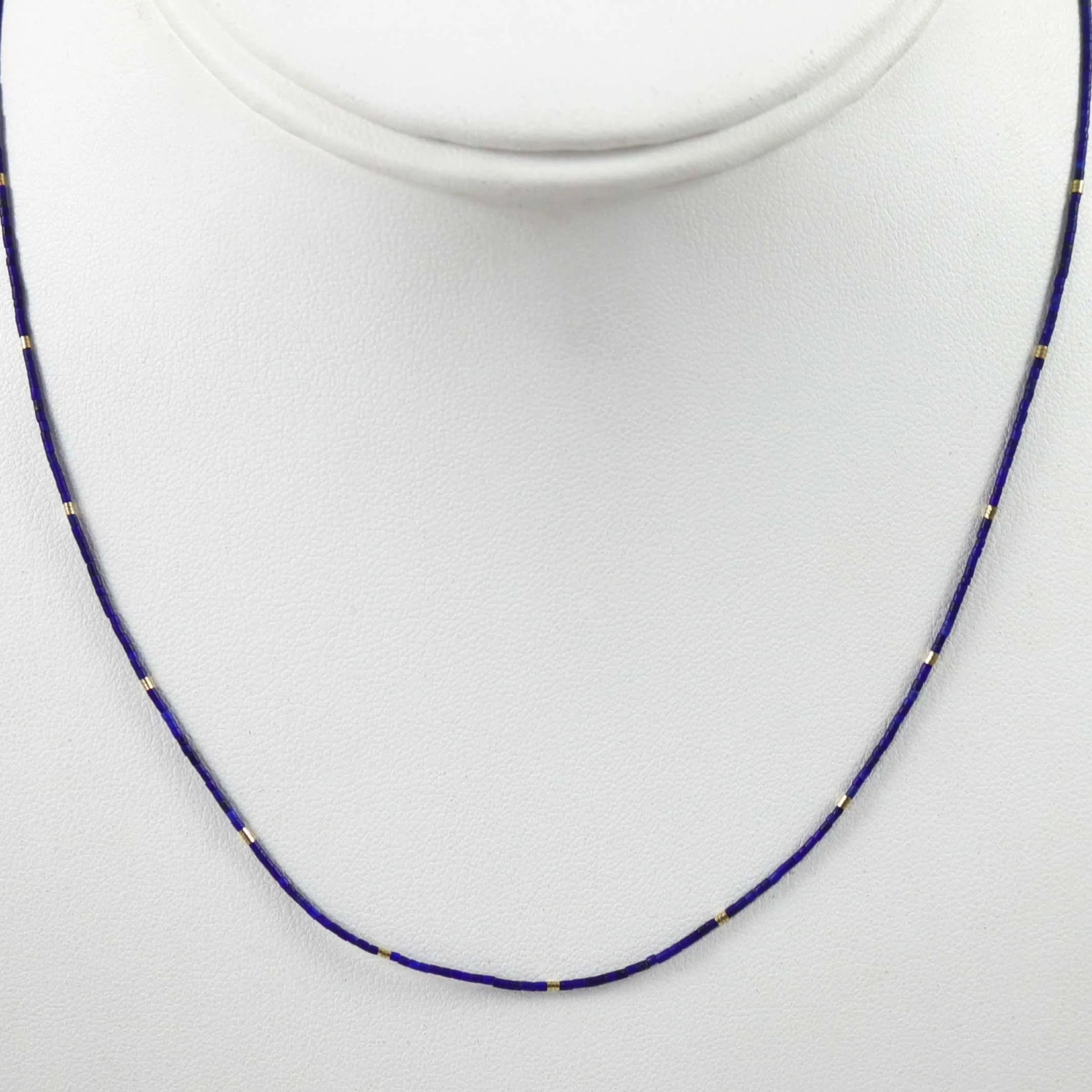 Lapis and Gold Heishi Necklace