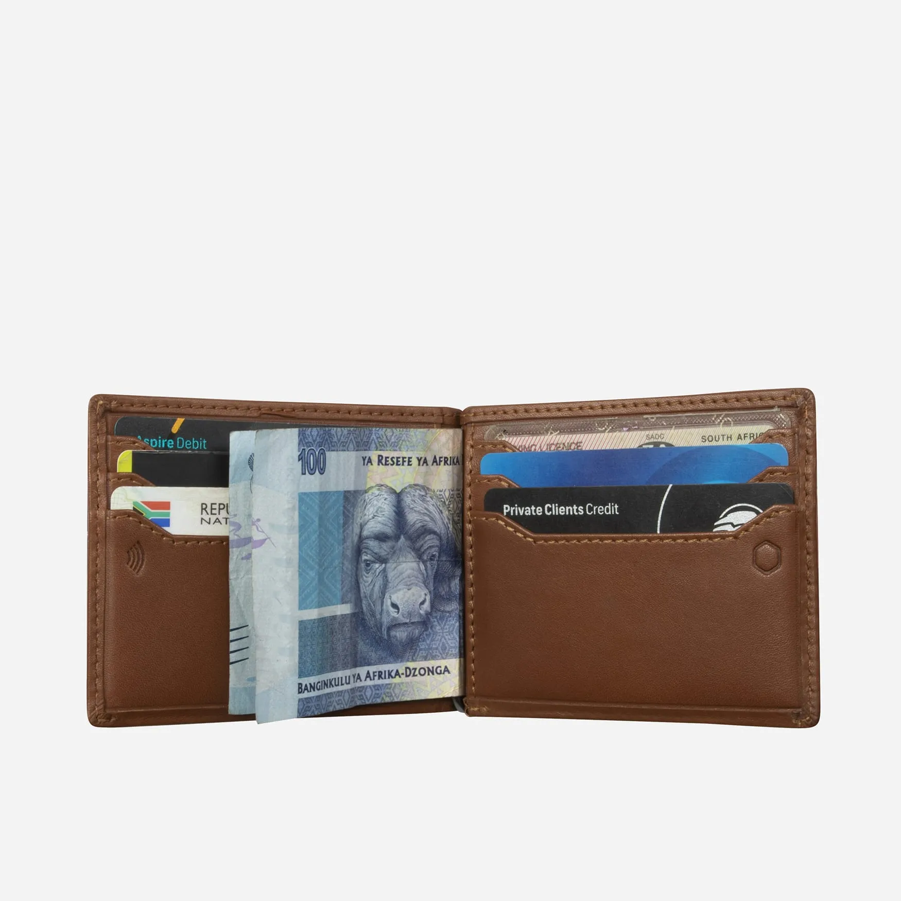 Leather Money Clip Wallet, Coffee