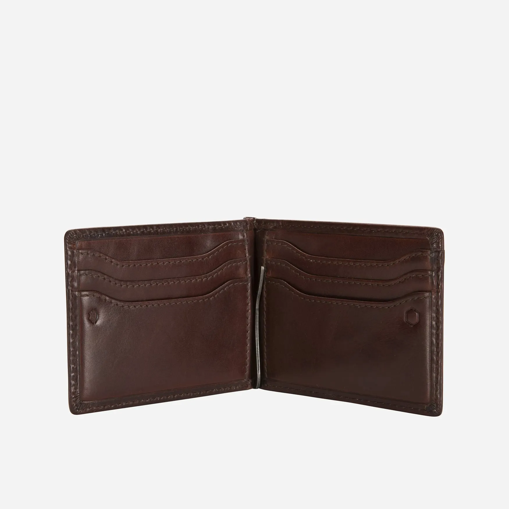 Leather Money Clip Wallet, Coffee