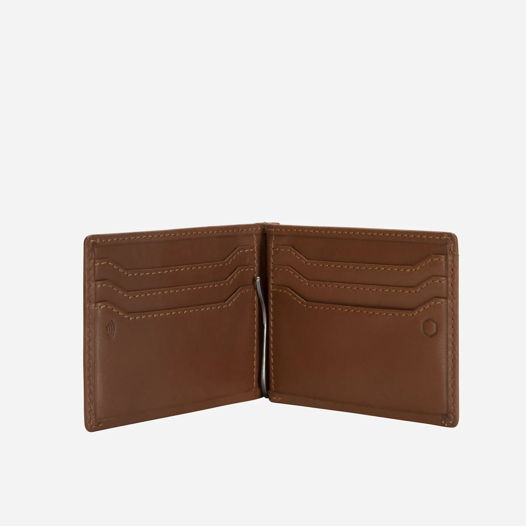 Leather Money Clip Wallet, Coffee