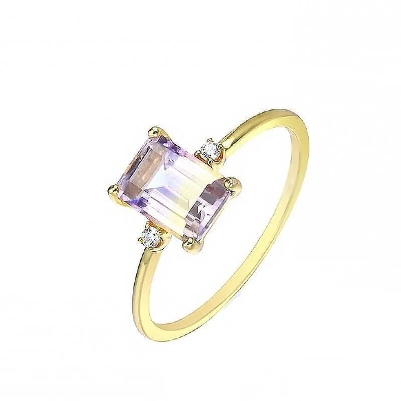 Light Luxury Charm Amethyst Faceted Geometric Ring