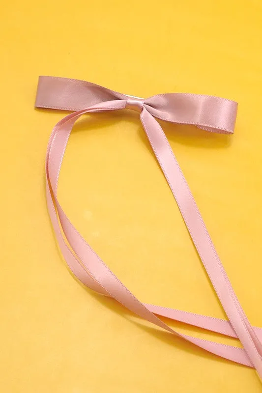 Long Satin Bow Clip