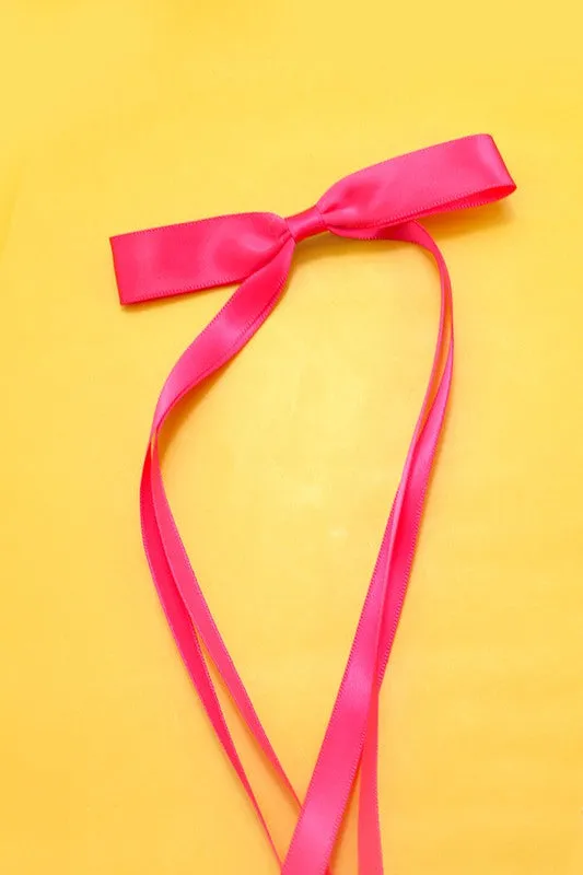 Long Satin Bow Clip