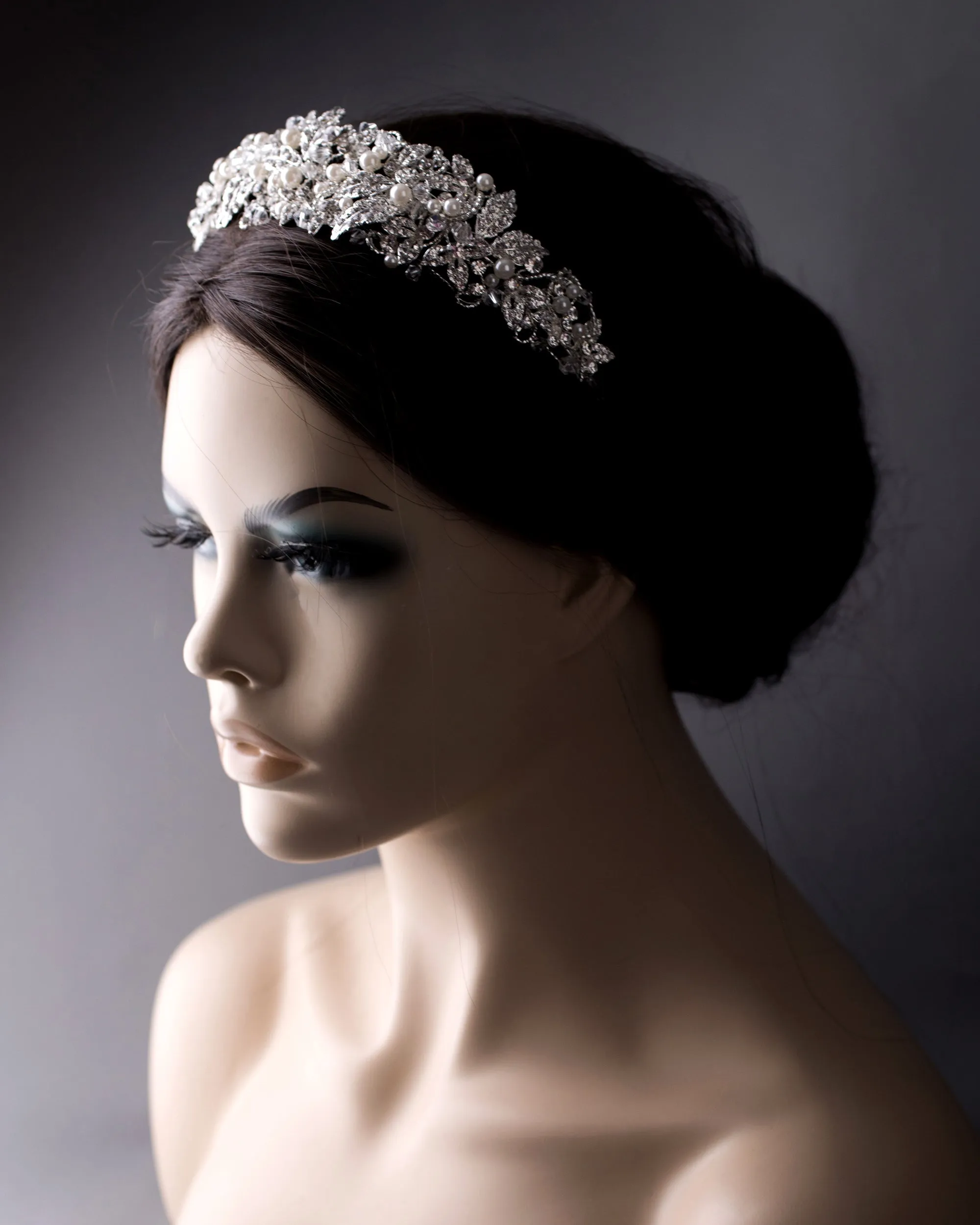 Luxurious Bridal Headpiece of Crystals and Pearls