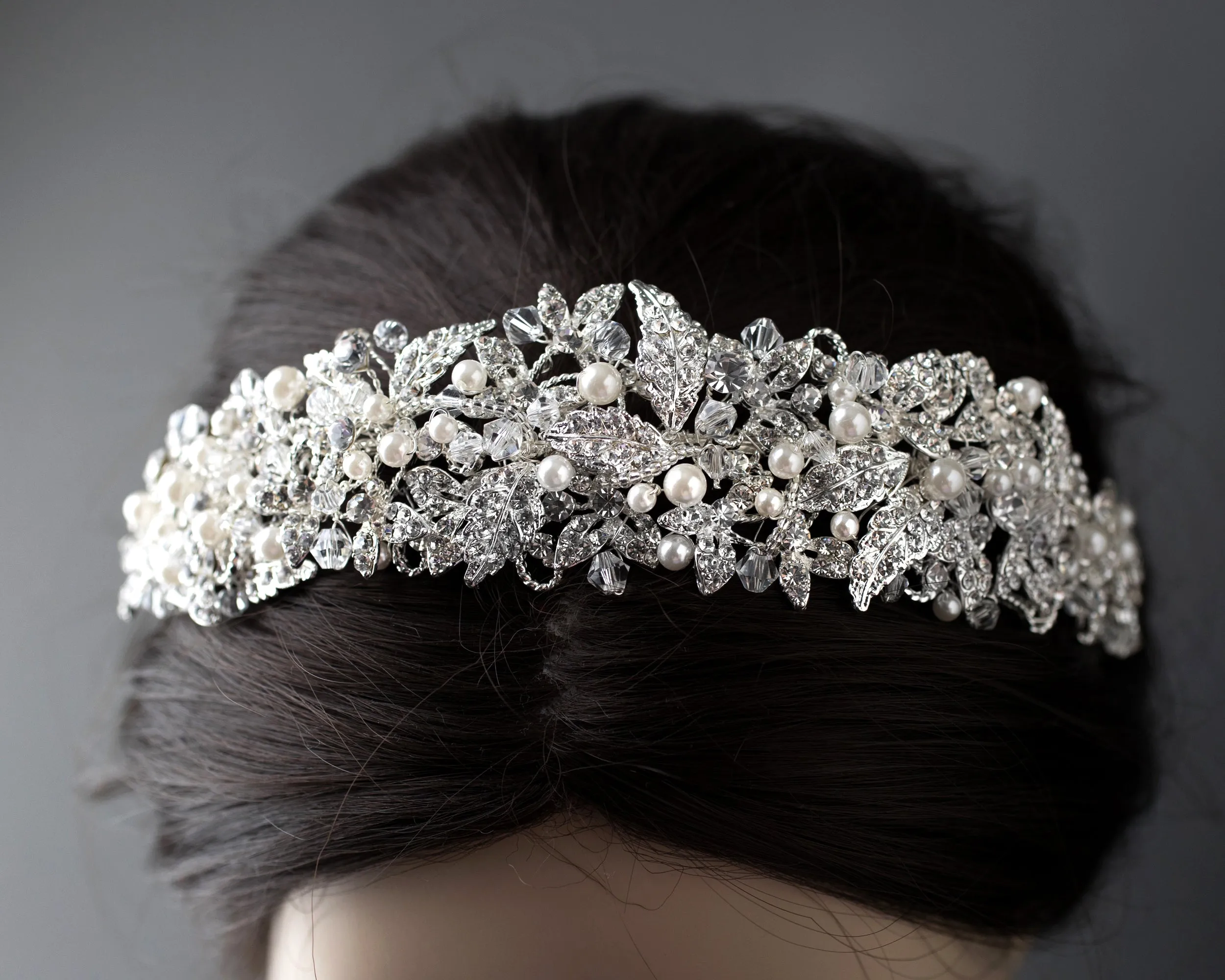 Luxurious Bridal Headpiece of Crystals and Pearls