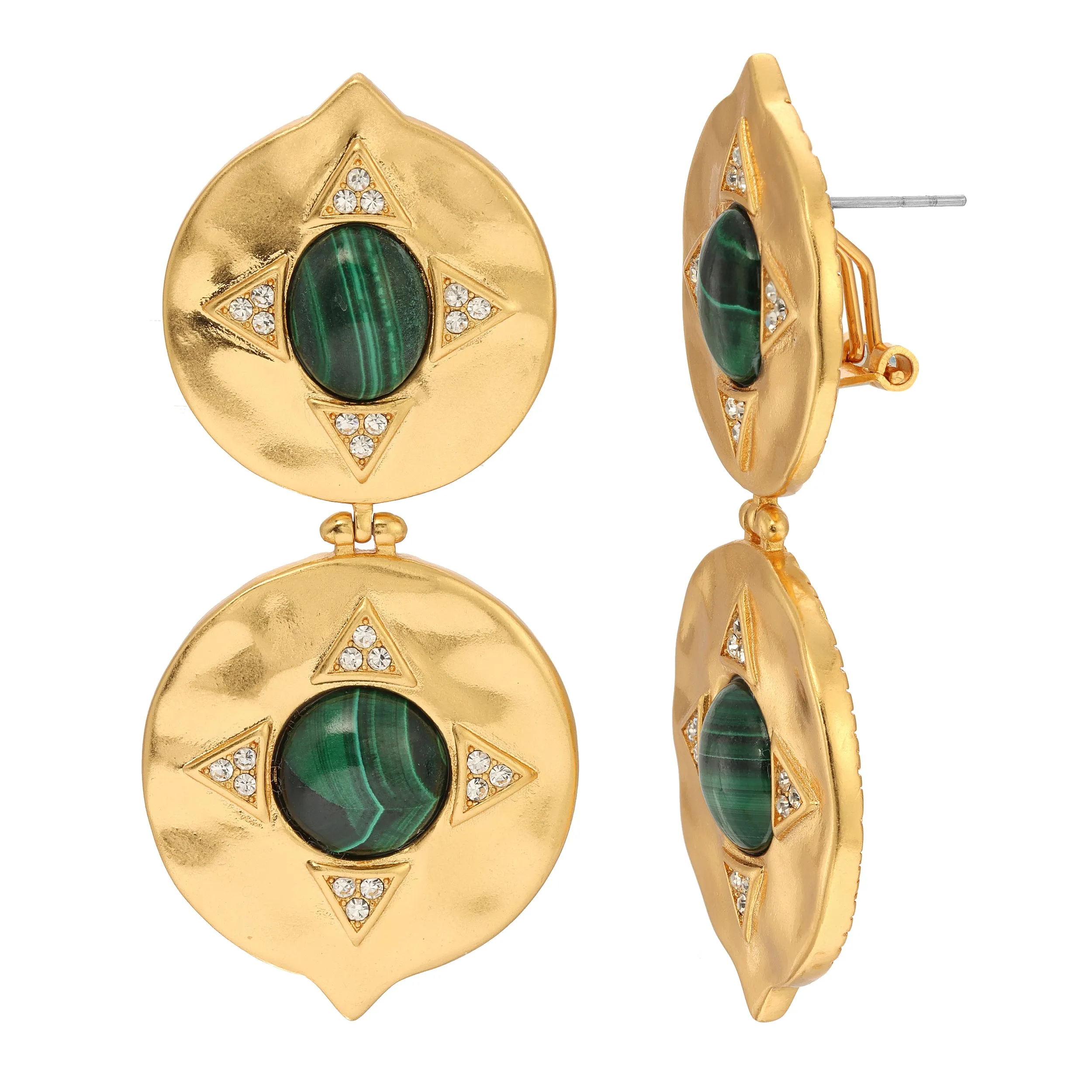 Malachite Coin Earrings