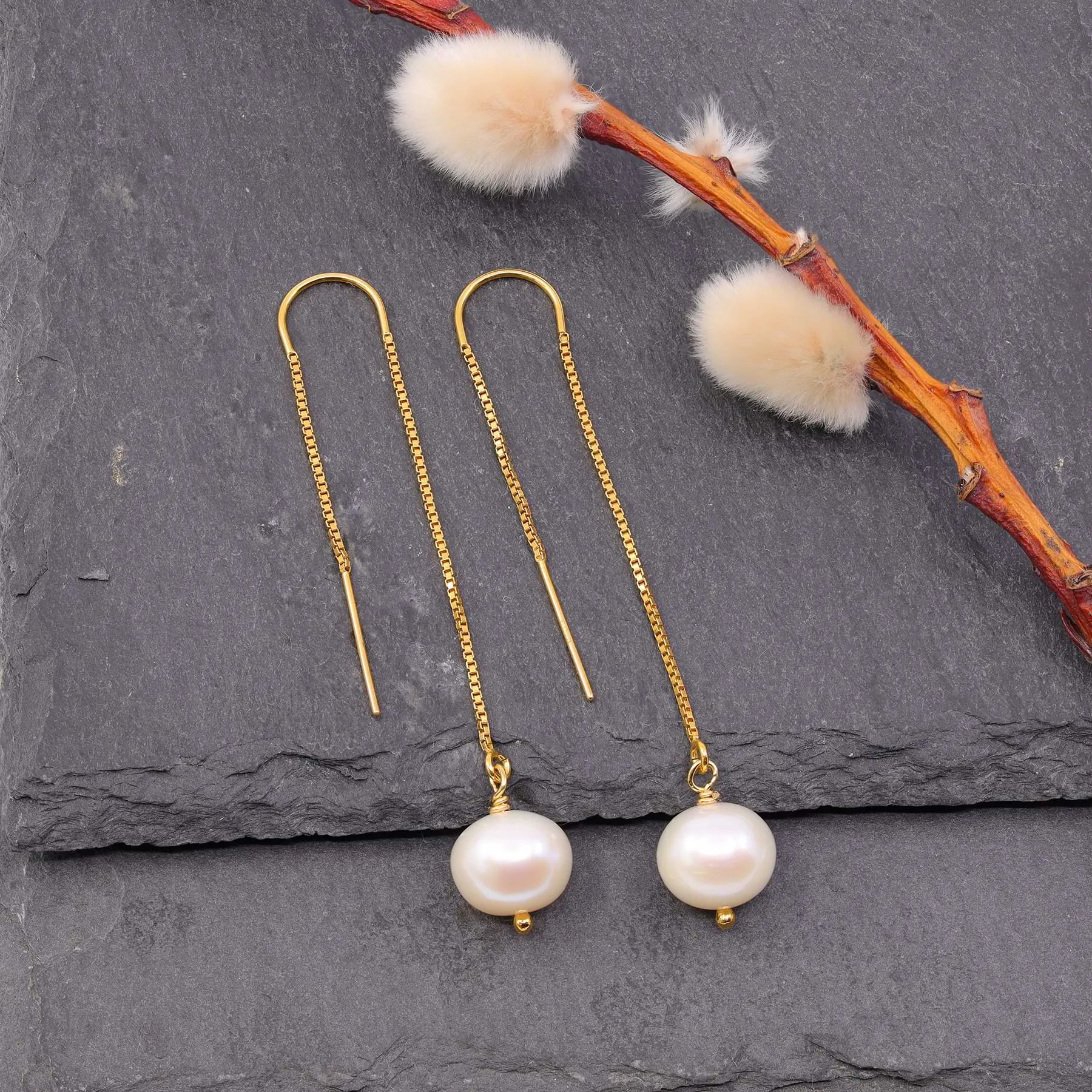 Manon - Freshwater Pearl Threader Earrings