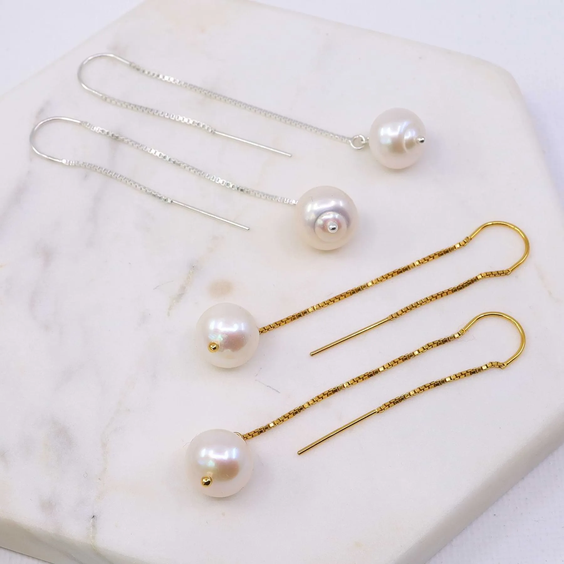 Manon - Freshwater Pearl Threader Earrings