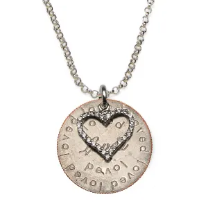 Mariamor Loved Quarter, CZ Heart Necklace, Sterling Silver