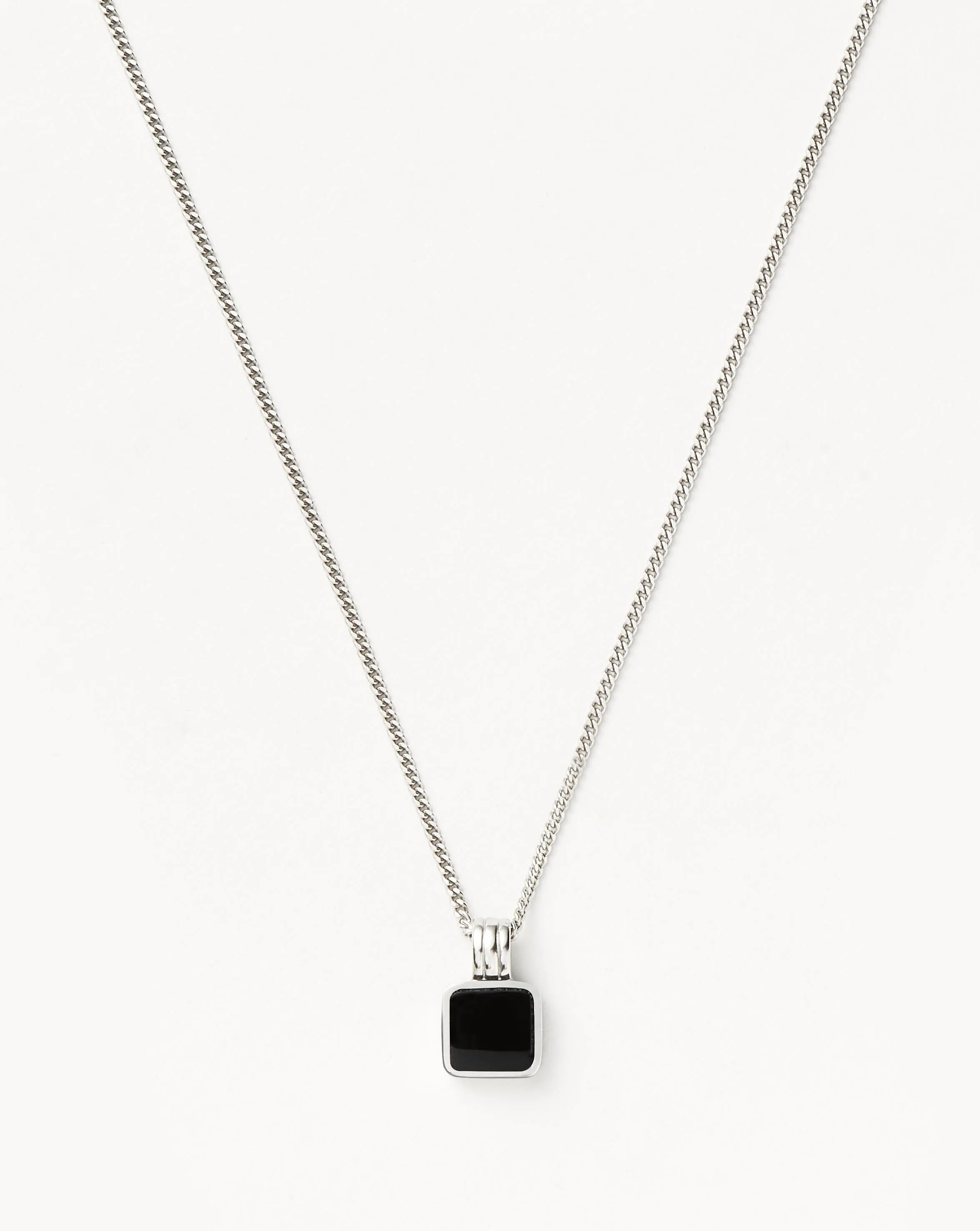 Mens Lucy Williams Square Black Onyx Pendant Necklace