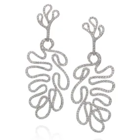 Miseno "Sea Leaf" Large Drop Earrings, Diamonds, 18k White Gold