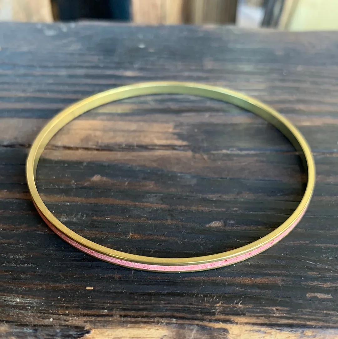 Narrow Gauge Bangle Bracelet BRASS   CONCRETE Blush Rose