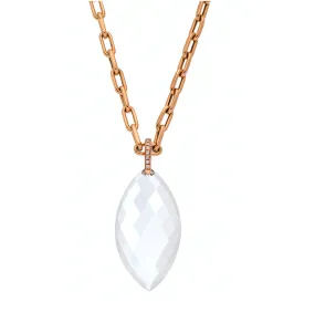 Natalia Necklace Rose Gold Clear Quartz Oval