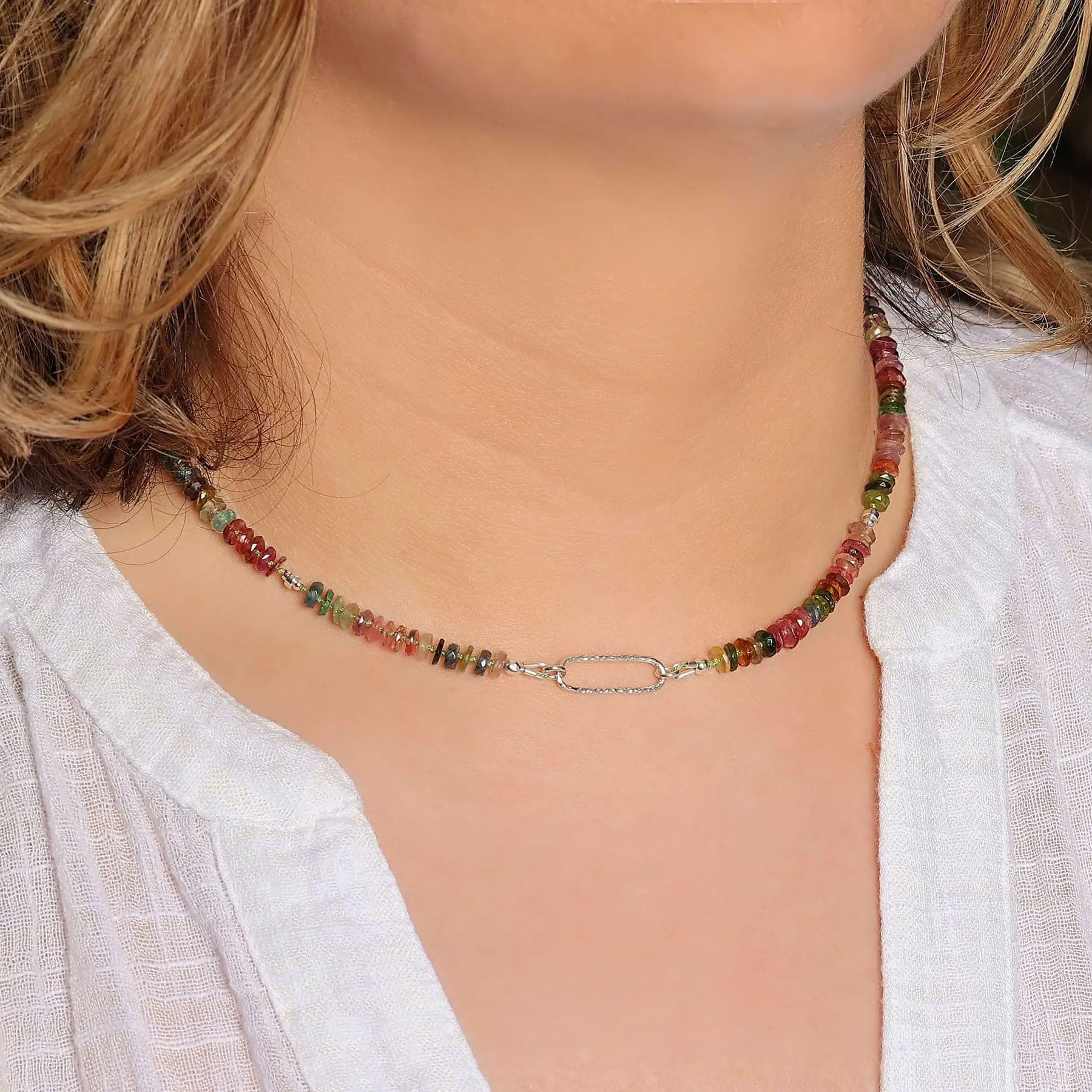 Olivos - Multi Tourmaline Bar Necklace