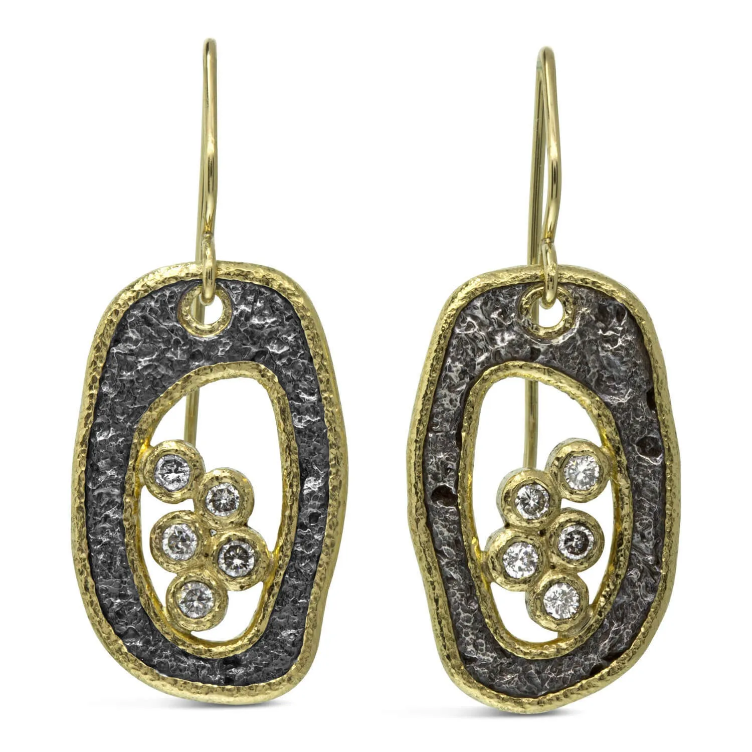 Open Free-form Diamond Pebble Earrings