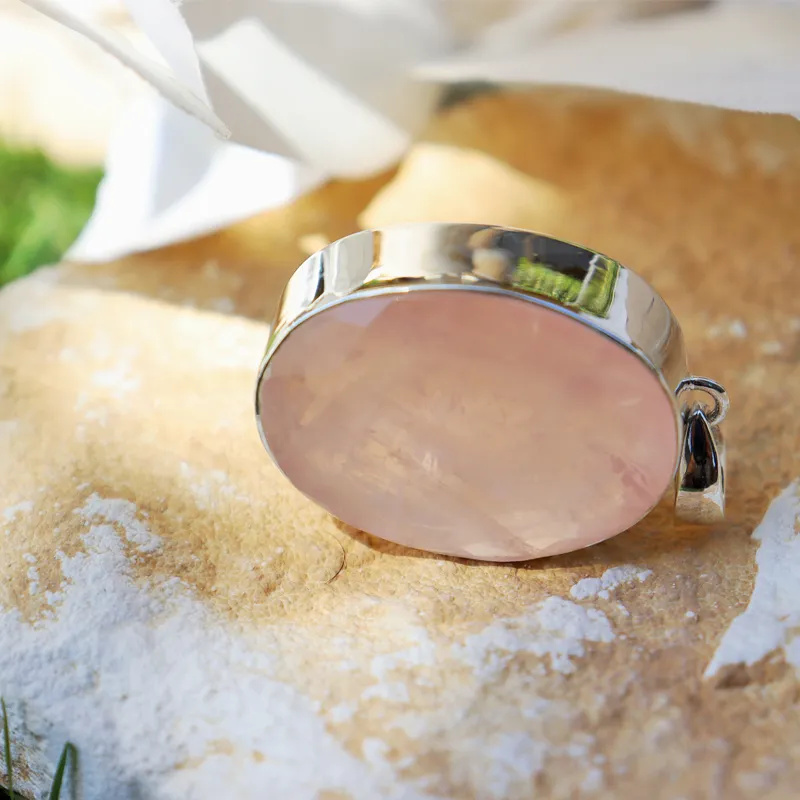 Oval Rose Quartz Large Pendant