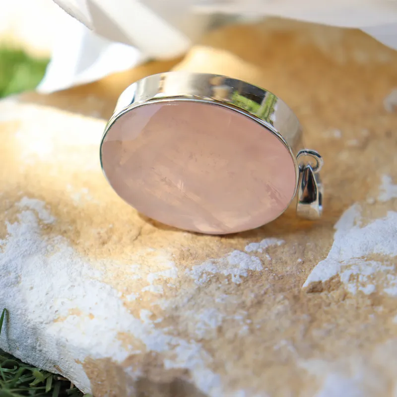 Oval Rose Quartz Large Pendant