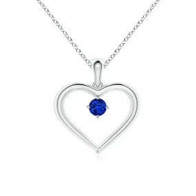 Oval-Shaped Sapphire Heart Pendant in Sterling Silver