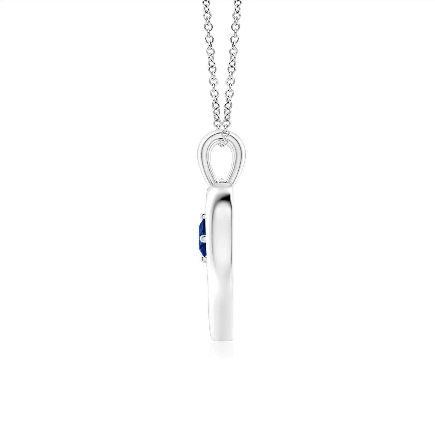 Oval-Shaped Sapphire Heart Pendant in Sterling Silver