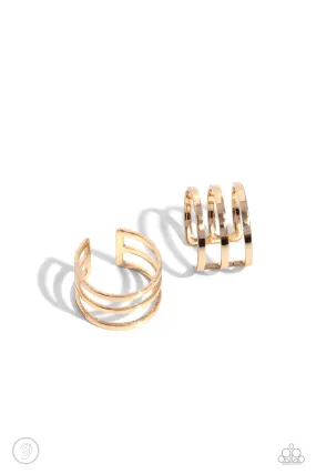 Paparazzi Metro Mashup Gold Ear Cuff Post Earrings