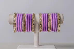 Pari  Purple and Pink Bangle with Kundan Accents - 2 Hand Set