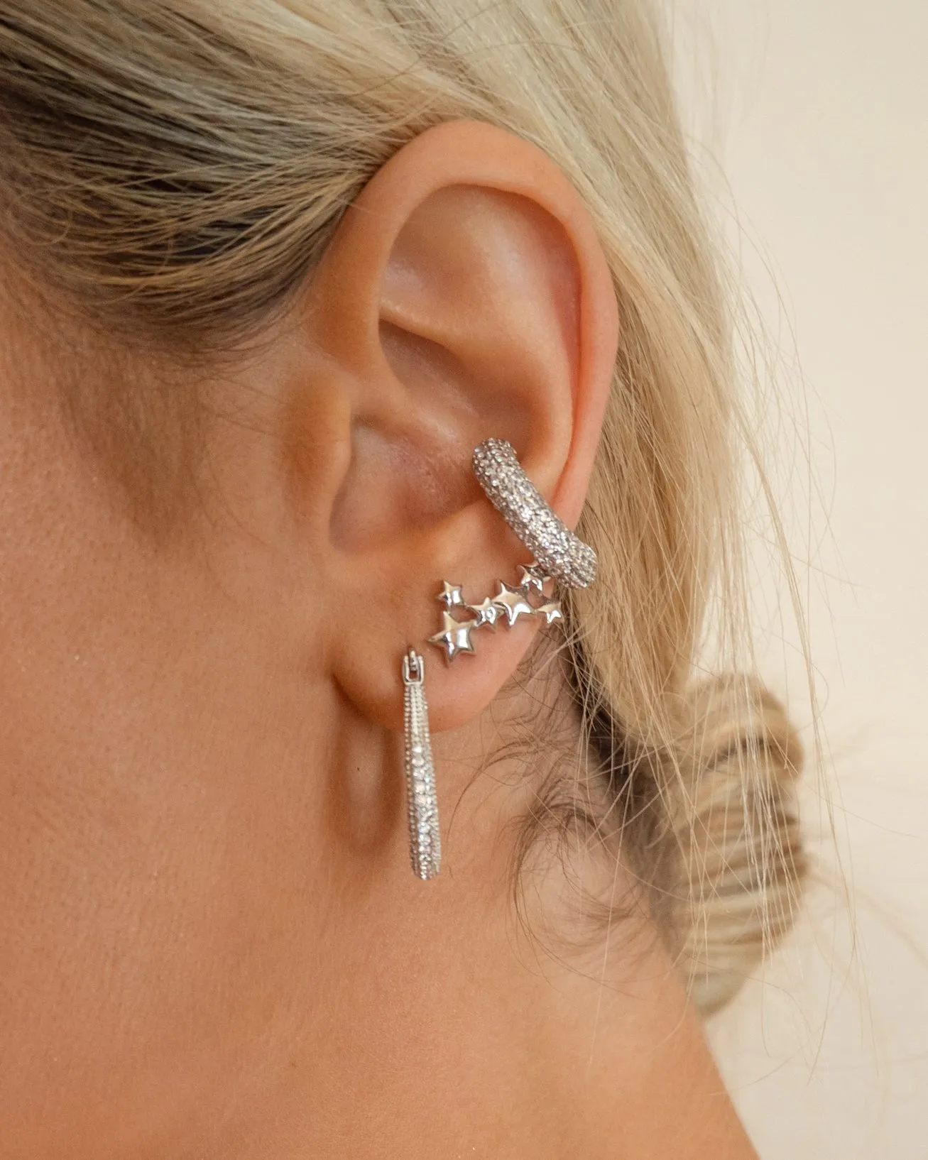 Pave Amalfi Ear Cuff- Silver