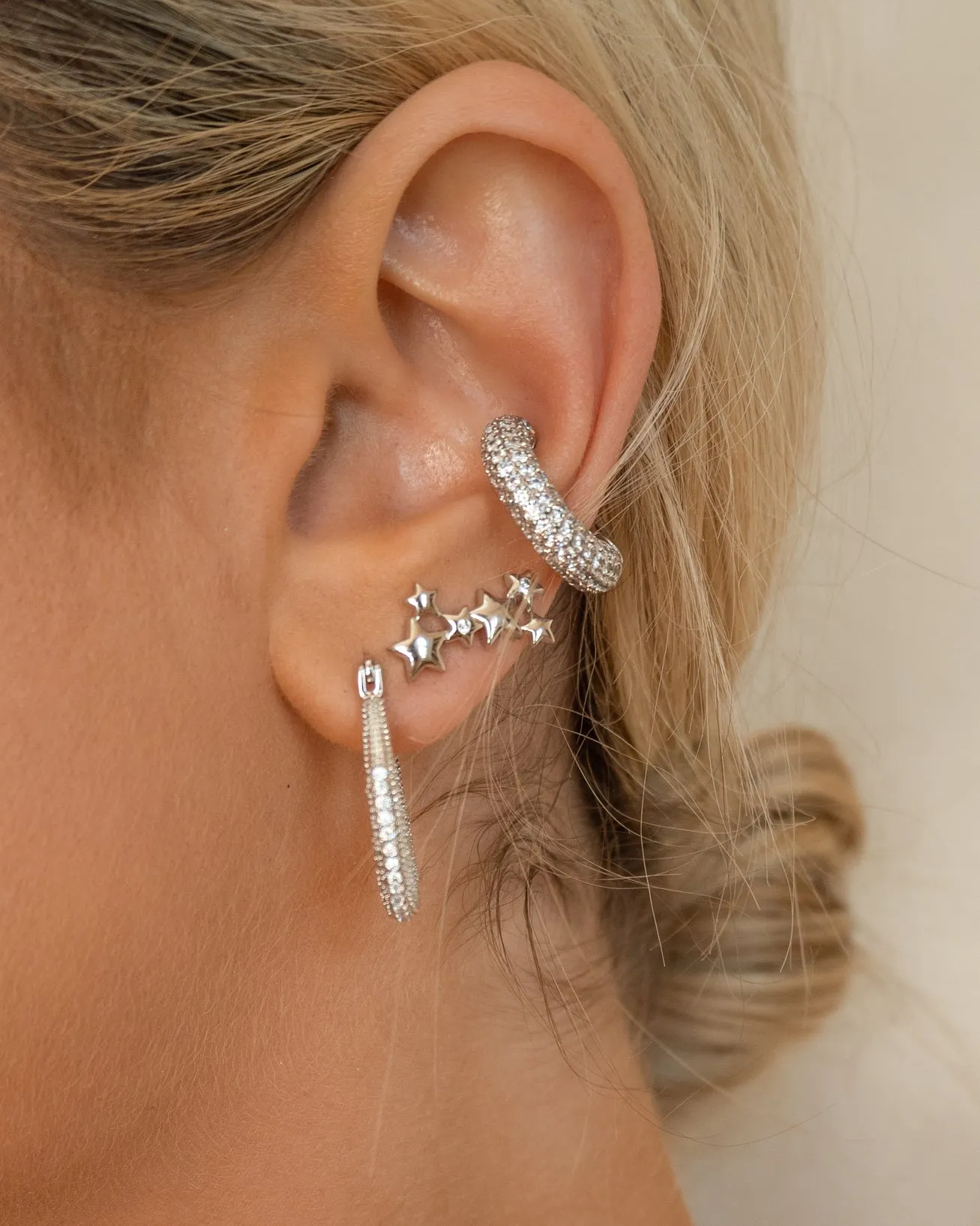 Pave Amalfi Ear Cuff- Silver