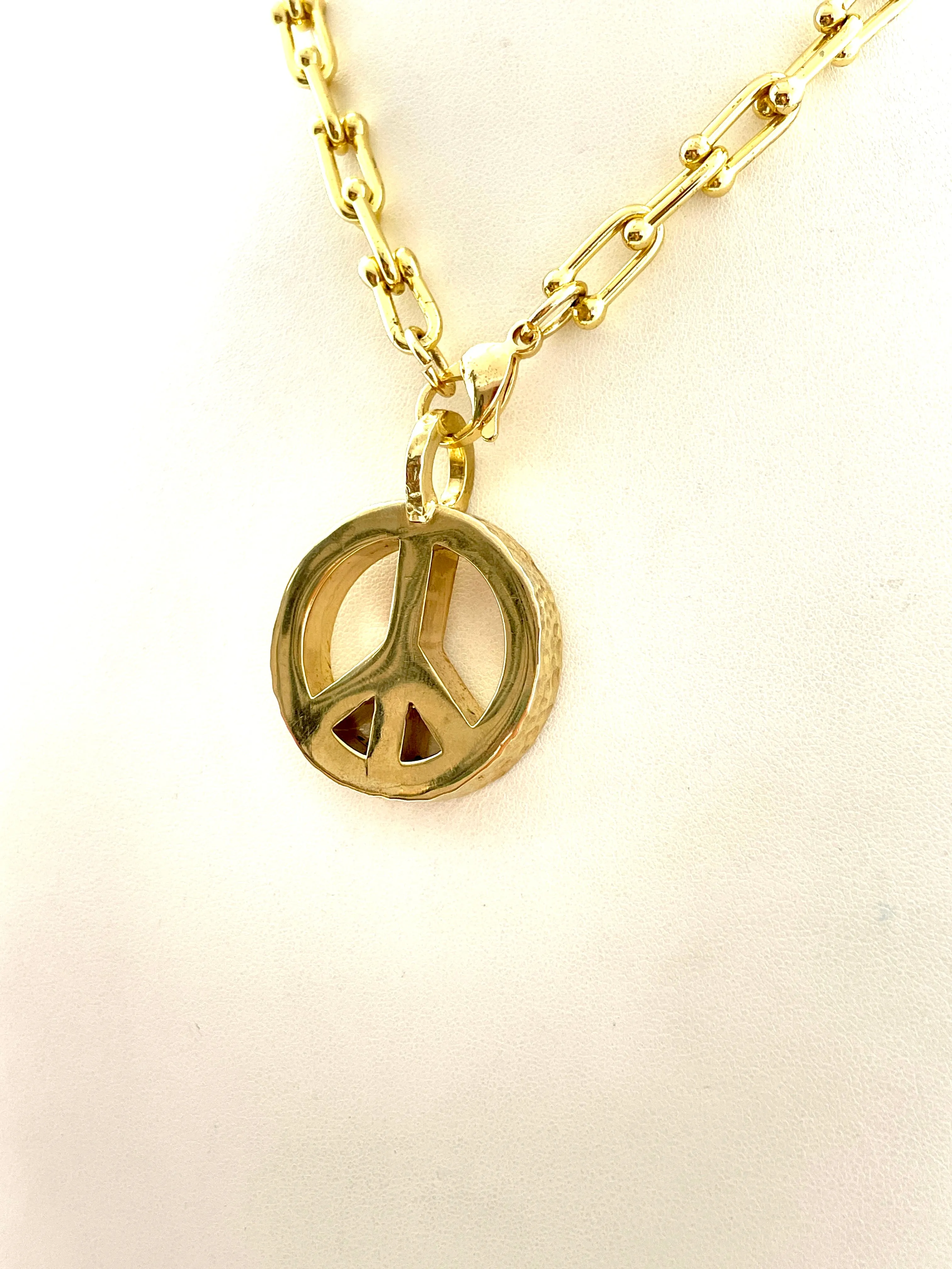 Peace Necklace with Gold Plated Box Chain