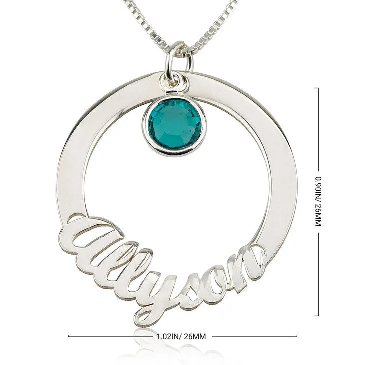 Personalized Circle Necklace with Birthstone