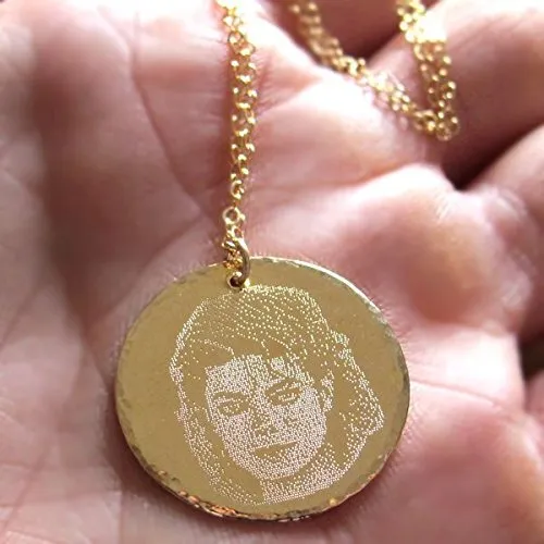 Photo engraving Pendant Necklace - Custom Picture engraved Disc Necklace