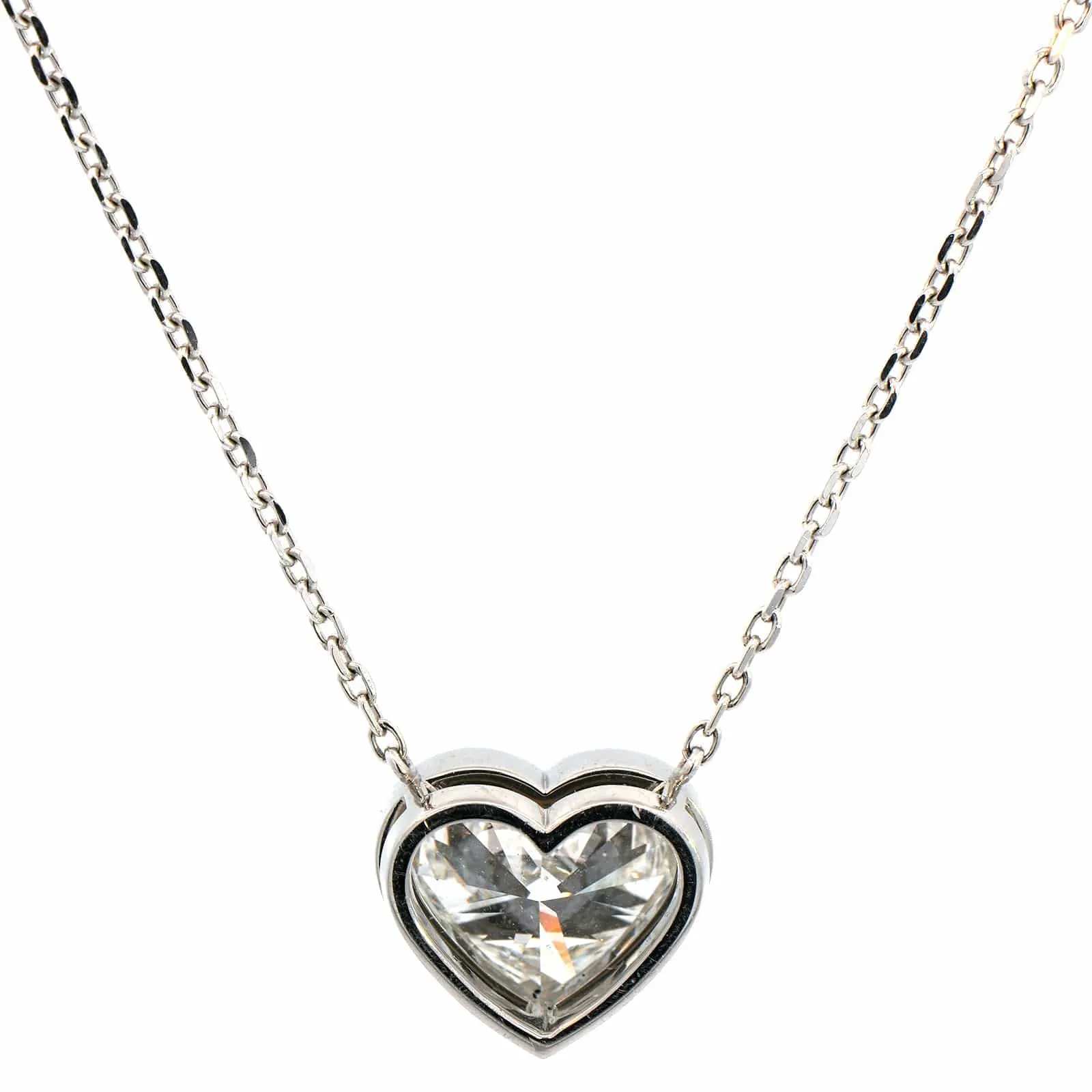 Platinum Diamond Heart Pendant Necklace