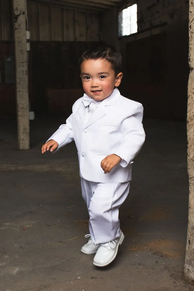 "Bond" Kids White Tuxedo 5-Piece Set