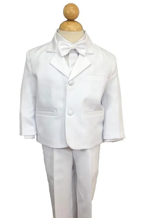 "Bond" Kids White Tuxedo 5-Piece Set