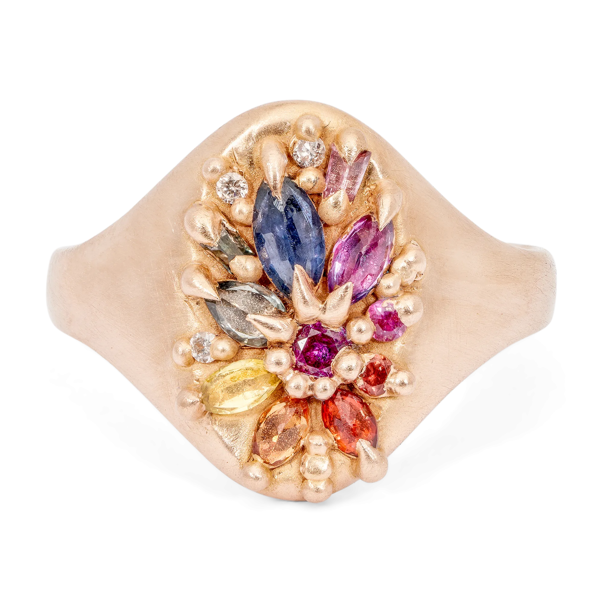 Rainbow Lotus Signet Ring in Rose - Made to Order