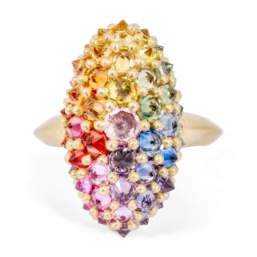 Rainbow Sputnik Cocktail Ring - Made to Order